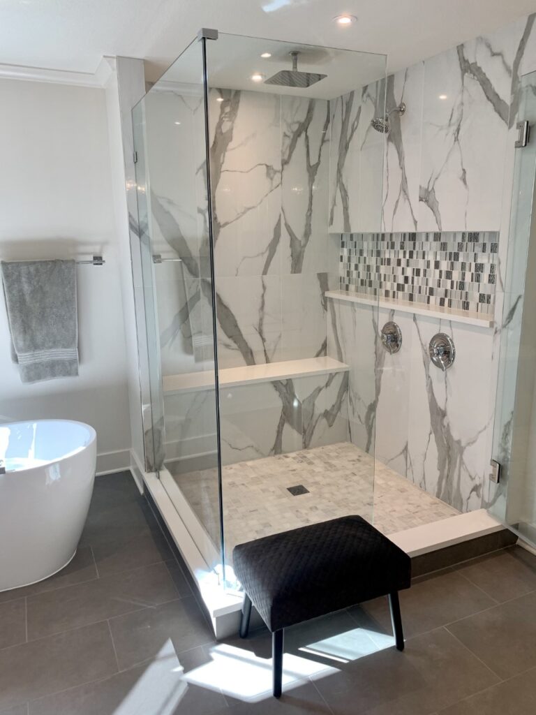 Custom shower tile niche